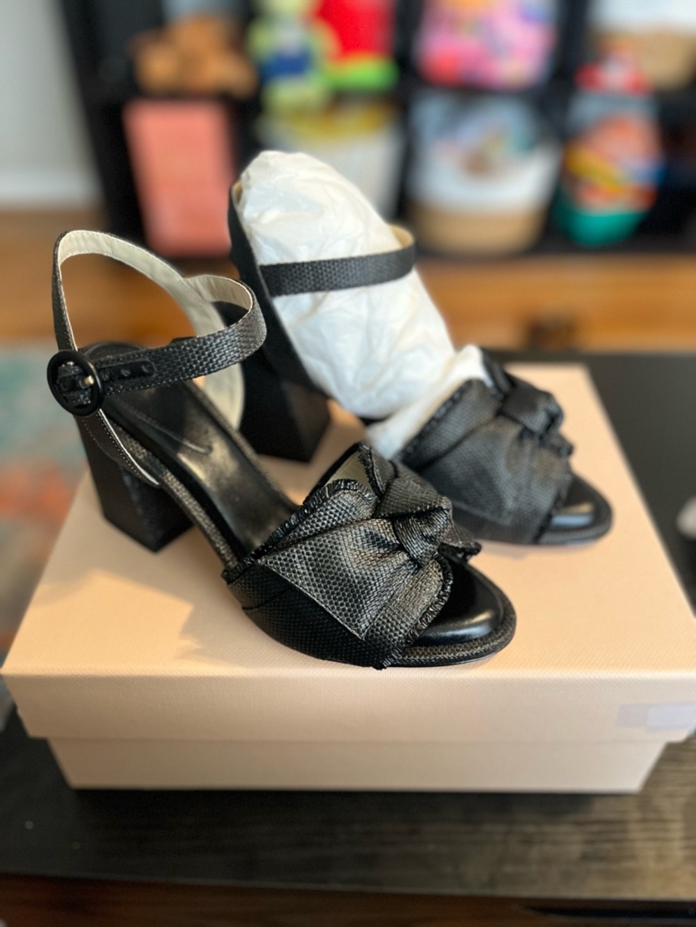 Alexandre Birman Black Knot Block Heel Sandals